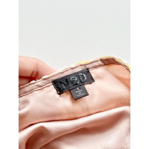 NBD Donna Sunshine Yellow Floral Broderie Anglaise Lace Midi Slip Dress, Size S - Picture 12 of 14